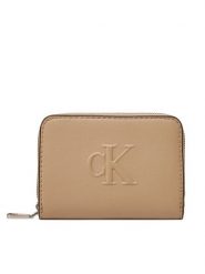 Calvin Klein Jeans Portfel Sculpted Med Zip Around Wallet LV04K1004G Beżowy. Brązowe portfele damskie Calvin Klein Jeans, z jeansu. Za 129.99 zł.