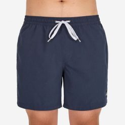 Spodenki surfingowe męskie Quiksilver Volley krótkie. Niebieskie szorty męskie Quiksilver, bez wzorów, z poliesteru, sportowe. W wyprzedaży za 99.99 zł.