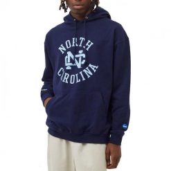 Bluza męska z kapturem do koszykówki Mitchell & Ness Univ. Of North Carolina. Niebieskie bluzy męskie Mitchell & Ness, m, bez wzorów, sportowe, bez ramiączek, z kapturem. Za 299.00 zł.