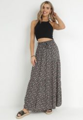 Czarna Bawełniana Spódnica Maxi w Kwiatki Amelix. Czarne spódnice damskie Born2be, s, z aplikacjami, z bawełny, maxi. Za 59.99 zł.