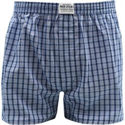 Bokserki Luźne, Niebieskie w Kratkę, Majtki z Rozporkiem na Guziki, Bawełniane -Pako Jeans. Niebieskie bokserki męskie Pako Jeans, bez wzorów, z bawełny. Za 33.00 zł.