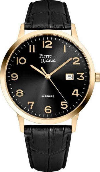 Zegarek Pierre Ricaud Zegarek męski Pierre Ricaud P91022.1224Q czarny. Czarne zegarki męskie Pierre Ricaud, bez wzorów. Za 370.00 zł.