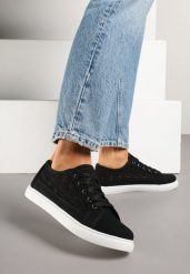 Czarne Trampki Tenisówki z Ażurowym Wzorem Zenimi. Czarne trampki i tenisówki damskie Born2be, w ażurowe wzory, z jeansu, bez zapięcia. Za 49.99 zł.