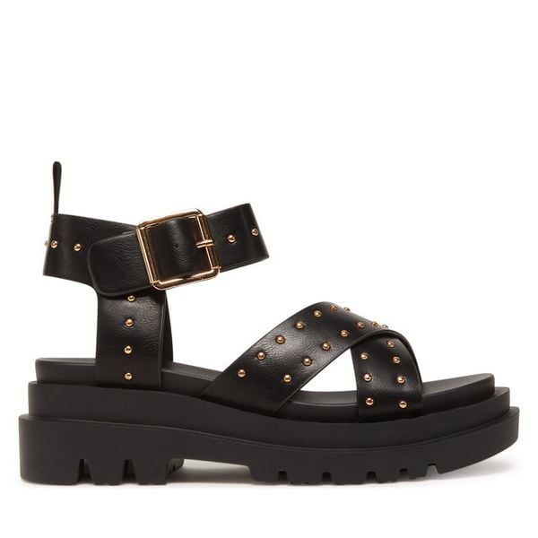 Sandały DeeZee. Czarne sandały damskie DeeZee, bez wzorów, bez obcasa, na płaskiej podeszwie, bez zapięcia. Za 149.99 zł.