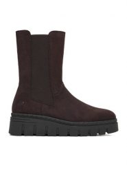 Rieker Botki CEO-Z8983-25 Brązowy ciemny. Brązowe botki damskie Rieker, bez wzorów, z materiału, bez obcasa, na koturnie, bez zapięcia. Za 389.99 zł.