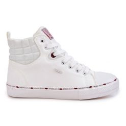 Trampki Męskie Wysokie Ocieplone Cross Jeans KK1R4056C Białe. Białe trampki męskie z aplikacjami, z jeansu, bez zapięcia. Za 282.24 zł.