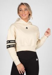 Tracey Cropped Bluza z kapturem - Beżowy. Brązowe bluzy damskie GORILLA WEAR, l, bez wzorów, z bawełny, bez ramiączek, z kapturem. Za 356.00 zł.