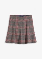 Spódnica mini ze wzorem w kratę. Brązowe spódnice damskie bonprix, bez wzorów, mini, rozkloszowane. Za 109.99 zł.