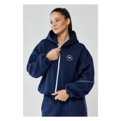 Damska bluza sportowa oversize Rough Radical Trip Hoodie Zip. Niebieskie bluzy damskie ROUGH RADICAL, bez wzorów, sportowe, bez ramiączek, bez kaptura. Za 175.92 zł.