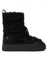 Tommy Hilfiger Śniegowce Lace-Up Faux Shearling Snowboot FW0FW08252 Czarny. Czarne śniegowce damskie Tommy Hilfiger, z materiału, bez zapięcia. Za 429.99 zł.