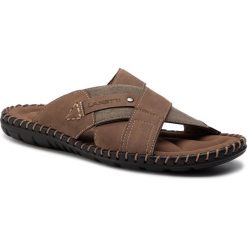 Klapki LANETTI - MS17013-3 Brown. Brązowe klapki męskie Lanetti, bez wzorów, z materiału, bez zapięcia. Za 79.99 zł.