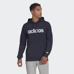 Bluza męska adidas Essentials Linear. Białe bluzy męskie Adidas, m, bez wzorów, bez kaptura, na fitness i siłownię. Za 159.00 zł.