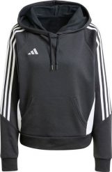 Adidas Bluza damska adidas Tiro 24 Hooded czarna IJ5607. Czarne bluzy damskie Adidas, bez wzorów, bez ramiączek, bez kaptura. Za 186.20 zł.