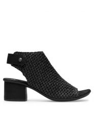 Rieker Sandały 64670-00 Czarny. Czarne sandały damskie Rieker, bez wzorów, z materiału, bez obcasa, na słupku, bez zapięcia. Za 319.99 zł.