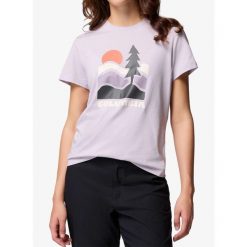 Koszulka damska Columbia Ruby Springs Graphic Fitted S/S. Fioletowe koszulki sportowe damskie Columbia, s, bez wzorów, bez ramiączek. Za 88.19 zł.
