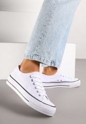 Biało-Czarne Trampki Vices na Grubszej Podeszwie pod Kostkę Tilomea. Białe trampki i tenisówki damskie Born2be, bez wzorów, z jeansu, bez zapięcia. Za 44.99 zł.