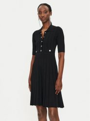 PINKO Sukienka dzianinowa Viscosa Mix 104032 A239 Czarny Slim Fit. Czarne sukienki damskie Pinko, s, bez wzorów, z dzianiny, bez kołnierzyka, bez ramiączek. Za 1,069.00 zł.