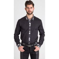 KOSZULA VERSACE JEANS. Czarne koszule męskie Versace Jeans, m, bez wzorów, z bawełny, bez kołnierzyka, bez ramiączek. Za 449.00 zł.