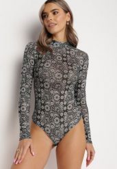 Zielone Siateczkowe Body z Mozaikowym Kwiatowym Wzorem Binavia. Zielone body Born2be, bez wzorów, z jeansu. Za 49.99 zł.