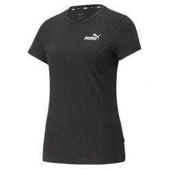 Koszulka fitens damska Puma ESS+ Embroidery Tee. Czarne bluzki damskie Puma, m, bez wzorów, sportowe, bez kołnierzyka, bez ramiączek. Za 153.00 zł.