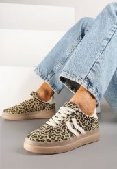 Panterkowe Sneakersy Tenisówki Ozdobione Paskami Falovinia. Trampki i tenisówki damskie Renee, bez wzorów, z jeansu, bez zapięcia. Za 79.99 zł.
