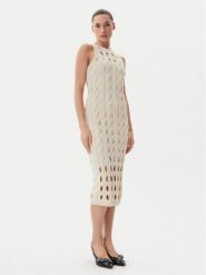 PINKO Sukienka dzianinowa Allan 105190 A2LW Beżowy Regular Fit. Brązowe sukienki damskie Pinko, s, bez wzorów, z dzianiny, bez kołnierzyka, bez ramiączek. Za 769.99 zł.