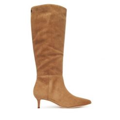 Kozaki LAUREN RALPH LAUREN. Brązowe kozaki damskie Lauren Ralph Lauren, bez wzorów, bez obcasa, na szpilce, bez zapięcia. Za 1,199.00 zł.