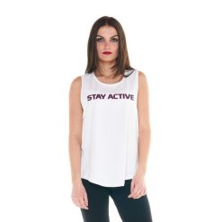 Odzież sportowa z bawełna na co dzień na siłownię. Biała koszulki sportowe damskie LEONE 1947 APPAREL, bez wzorów, z bawełny, bez ramiączek, na fitness i siłownię. W wyprzedaży za 82.10 zł.