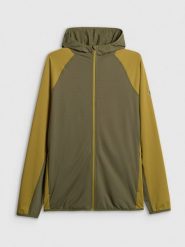 4F Bluza trekkingowa regular z kapturem męska - khaki L. Brązowe bluzy męskie 4F, l, bez wzorów, bez ramiączek, z kapturem. Za 249.99 zł.