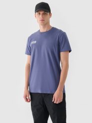 4F T-shirt regular gładki męski - niebieski XXL. Niebieskie t-shirty męskie 4F, m, bez wzorów, z bawełny, bez kołnierzyka, bez ramiączek. W wyprzedaży za 29.99 zł.