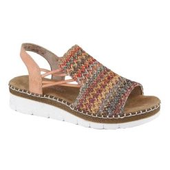 Szydełkowe Sandały Damskie. Czarne sandały damskie Rieker, bez wzorów, z gumy, z otwartym noskiem, bez obcasa, na płaskiej podeszwie, bez zapięcia. Za 385.99 zł.