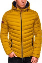 Ombre Kurtka męska przejściowa C368 - musztardowa L. Kurtki męskie Ombre, l, bez wzorów, bez kaptura. Za 249.99 zł.