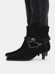 Badura Botki EO-GL879C-6-7510-2 Czarny. Czarne botki damskie Badura, bez wzorów, ze skóry, bez obcasa, na słupku, bez zapięcia. Za 499.99 zł.