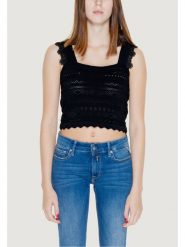 Morgan Top 241-MNOA Czarny Regular Fit. Czarne topy damskie Morgan, xs, bez wzorów, z syntetyku, bez kołnierzyka, bez ramiączek. Za 129.99 zł.