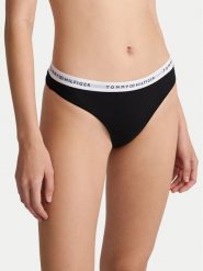 Tommy Hilfiger Stringi UW0UW05875 Czarny. Czarne majtki damskie Tommy Hilfiger, z bawełny. Za 69.99 zł.