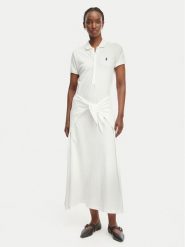 Polo Ralph Lauren Sukienka codzienna 211A12906001 Biały Regular Fit. Białe sukienki damskie Polo Ralph Lauren, na co dzień, m, bez wzorów, z bawełny, bez kołnierzyka, bez ramiączek, proste. Za 989.99 zł.