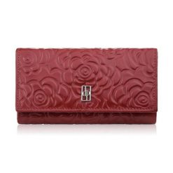 Portfel damski skórzany duży czerwony w kwiaty z ochroną RFID Paolo Peruzzi AL-14-RD. Czerwone portfele damskie Paolo Peruzzi, ze skóry. Za 89.00 zł.