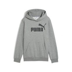 Młodzieżowa polarowa bluza z kapturem ESS z logo No. 1 PUMA Medium Gray Heather. Szara bluzy damskie Puma, m, bez wzorów, z dżerseju, młodzieżowe, bez ramiączek, z kapturem. Za 159.00 zł.