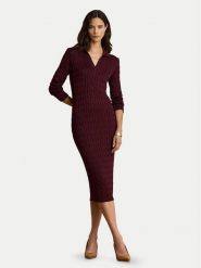 LAUREN RALPH LAUREN Sukienka dzianinowa 200B34422003 Bordowy Slim Fit. Czerwone sukienki damskie Lauren Ralph Lauren, xl, bez wzorów, z dzianiny, bez kołnierzyka, bez ramiączek. Za 1,299.00 zł.