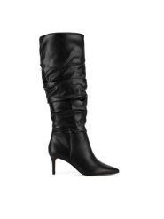 Nine West Kozaki WFA2872-1 Czarny. Czarne kozaki damskie Nine West, bez wzorów, z materiału, bez obcasa, na szpilce, bez zapięcia. Za 349.99 zł.