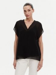 Calvin Klein Bluzka K20K208187 Czarny Relaxed Fit. Czarne bluzki damskie Calvin Klein, bez wzorów, z syntetyku, bez kołnierzyka, bez ramiączek. Za 309.99 zł.