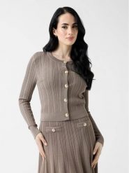Guess Sweter 183559 Beżowy Classic Fit. Brązowe swetry nierozpinane damskie Guess, xs, z aplikacjami, bez kołnierzyka, bez ramiączek. Za 474.99 zł.