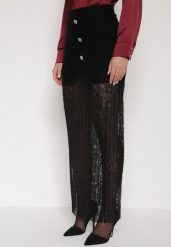 Czarna Dzianinowa Spódnica z Wiskozą Zdobiona Koronką i Guzikami Sewora. Czarne spódnice damskie Born2be, na co dzień, m, z aplikacjami, z dzianiny, klasyczne, maxi, oversize. Za 129.99 zł.