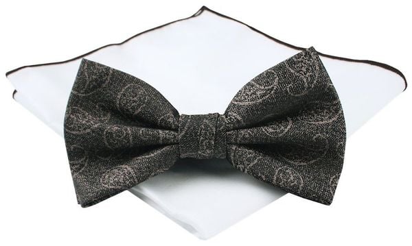 Męska Mucha (Poszetka w Zestawie) - Chattier - Odcienie Brązów i Beżu. Krawaty i muchy Chattier, bez wzorów, eleganckie. Za 59.00 zł.