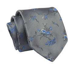 Krawat Szary w Kwiatki, 7 cm, Elegancki, Klasyczny, Męski -ALTIES. Szare krawaty i muchy Alties, bez wzorów, z tkaniny, eleganckie. Za 49.00 zł.