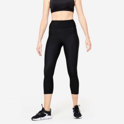 Legginsy fitness damskie Domyos krótkie. Czarne legginsy damskie DOMYOS, bez wzorów, z elastanu. Za 59.99 zł.