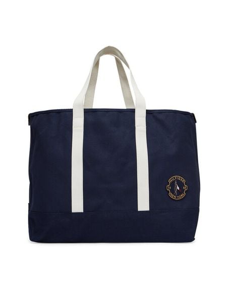 Tommy Hilfiger Torebka Th Summer Tote AM0AM13557 Granatowy. Niebieskie shopperki damskie Tommy Hilfiger, bez wzorów, z materiału, bez dodatków. Za 349.99 zł.