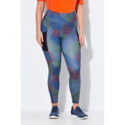 Damskie Funkcjonalne legginsy pleciony wzór siatkowa kieszeń. Niebieskie legginsy damskie Ulla Popken, bez wzorów, z materiału. Za 244.99 zł.