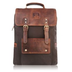 Plecak na laptopa vintage PAOLO PERUZZI SI-03-BR brązowy. Brązowe plecaki męskie Paolo Peruzzi, bez wzorów, z materiału, vintage. Za 269.99 zł.