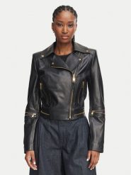 Elisabetta Franchi Kurtka skórzana GD-01Z-66E2-V1490 Czarny Regular Fit. Czarne kurtki damskie Elisabetta Franchi, bez wzorów, bez kaptura. Za 6,369.00 zł.